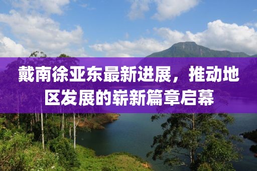 戴南徐亞東最新進展，推動地區(qū)發(fā)展的嶄新篇章啟幕