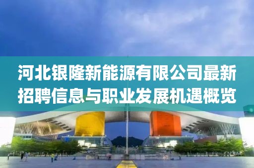 河北銀隆新能源有限公司最新招聘信息與職業(yè)發(fā)展機遇概覽