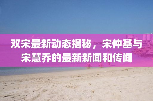 雙宋最新動態(tài)揭秘，宋仲基與宋慧喬的最新新聞和傳聞