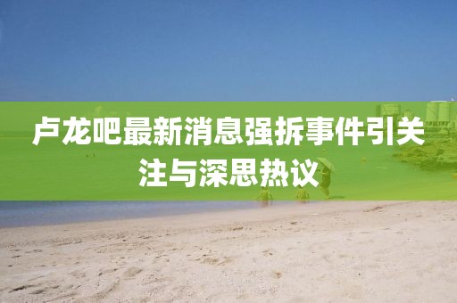 盧龍吧最新消息強(qiáng)拆事件引關(guān)注與深思熱議